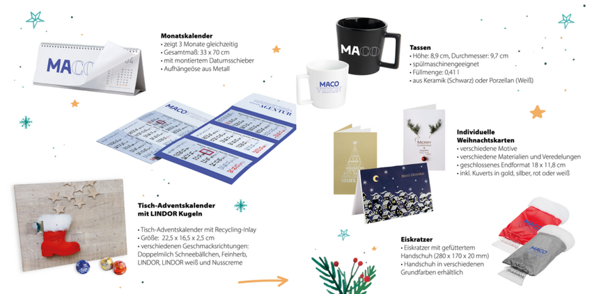 Übersicht - Werbepräsente zu Weihnachten
