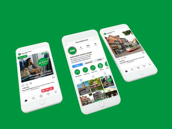Mock-Ups von Social Media Auftritt der HVG
