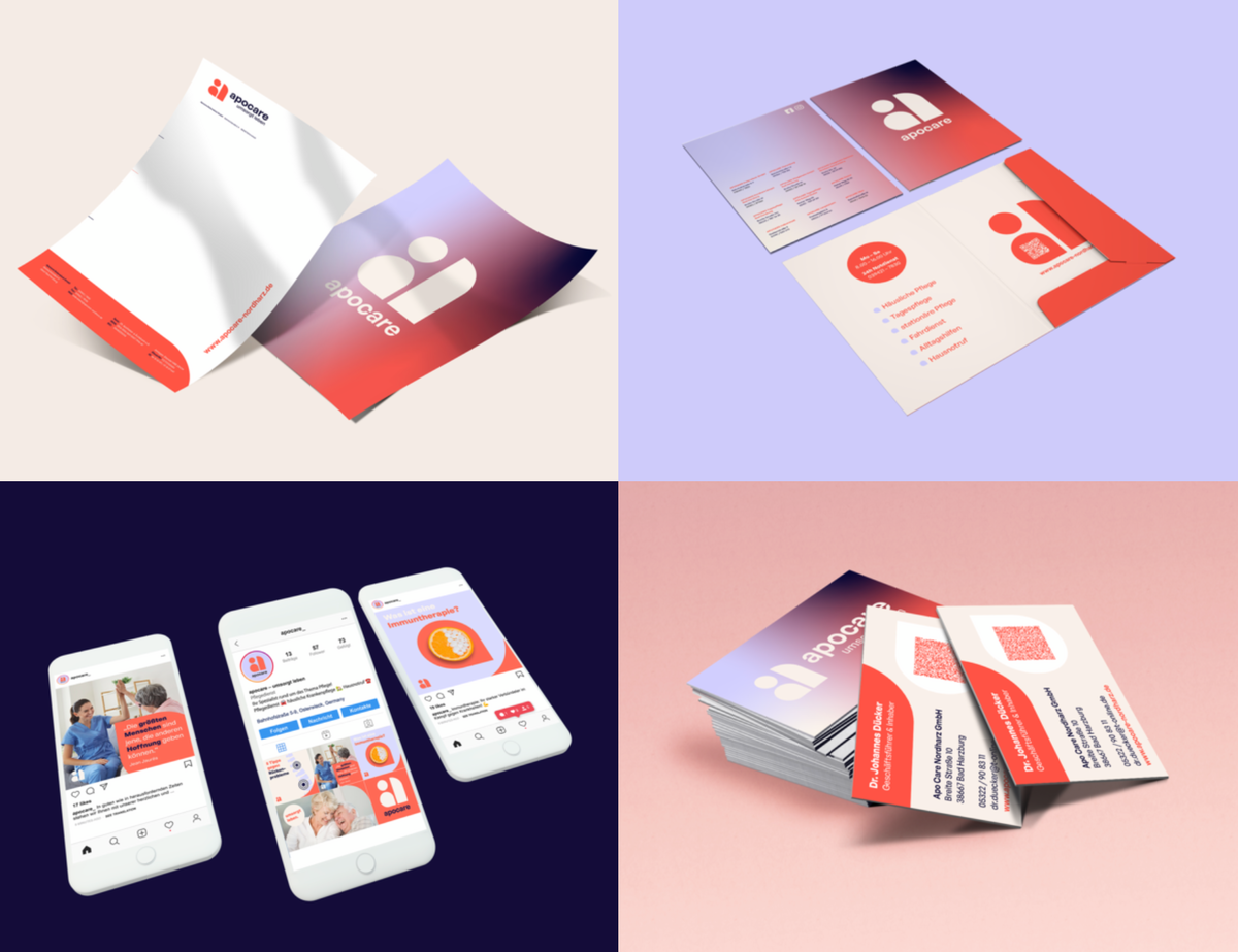 Mock-Ups vom Corporate Design für Apocare