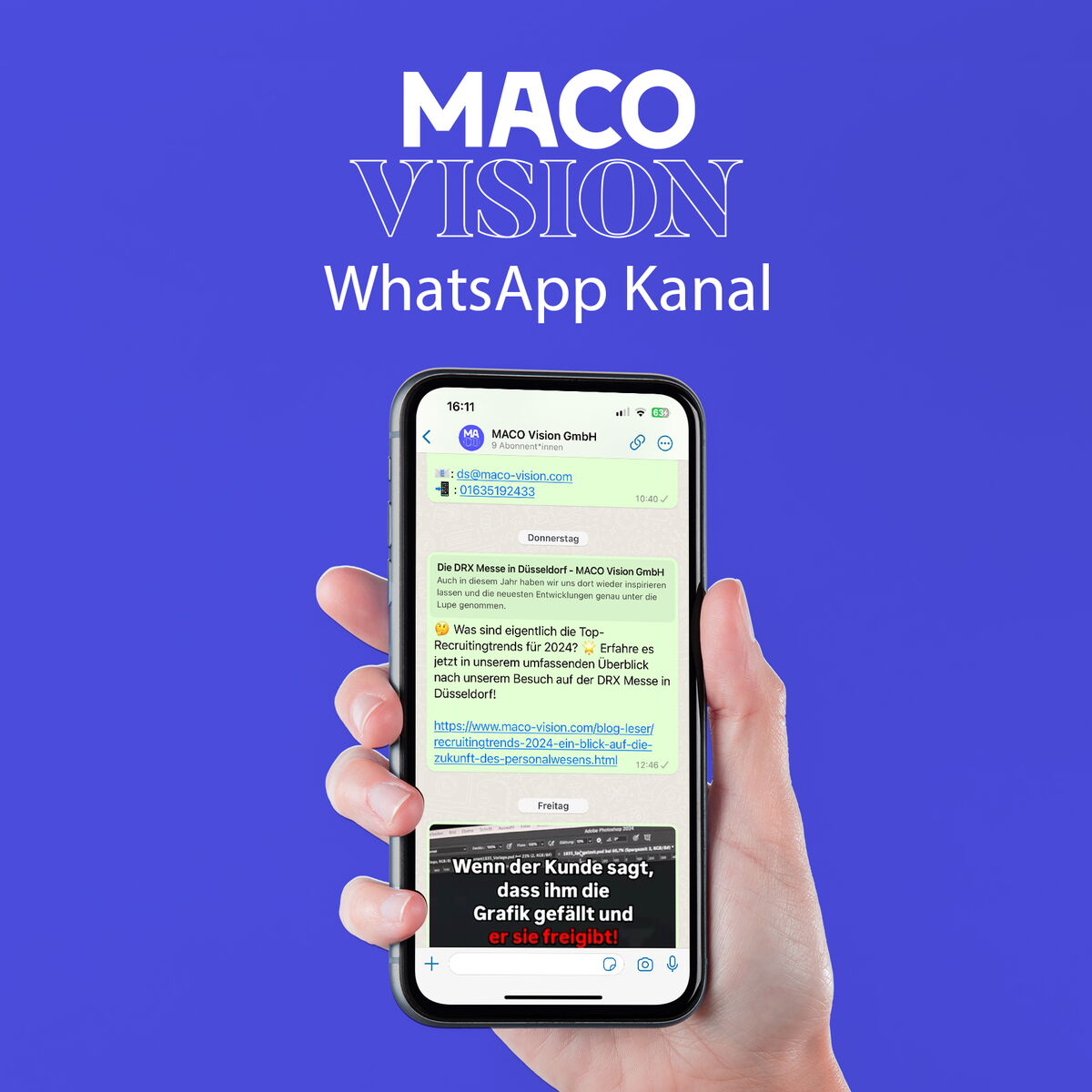 MACO Vision WhatsApp Kanal Mock-Up