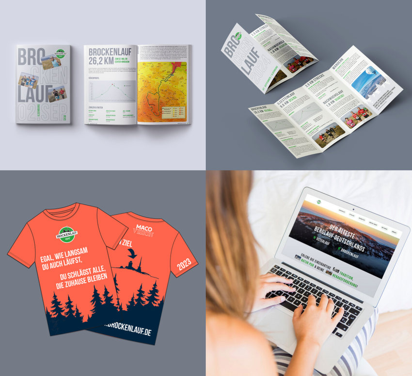 Broschüren. Laufshirts. Flyer und Website für den Brockenlauf